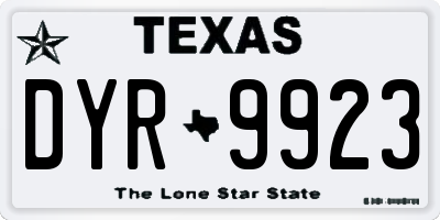 TX license plate DYR9923