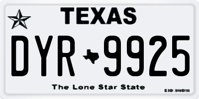 TX license plate DYR9925
