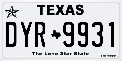 TX license plate DYR9931