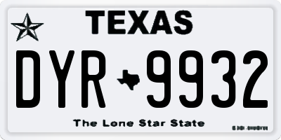 TX license plate DYR9932
