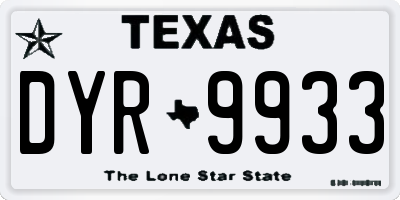 TX license plate DYR9933