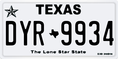 TX license plate DYR9934