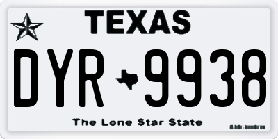 TX license plate DYR9938