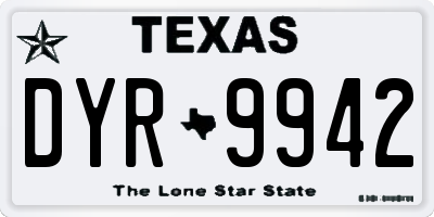TX license plate DYR9942