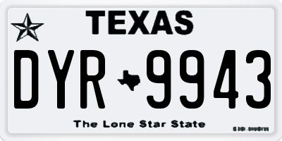 TX license plate DYR9943