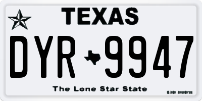 TX license plate DYR9947