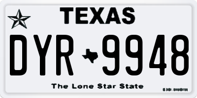 TX license plate DYR9948