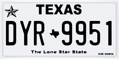 TX license plate DYR9951