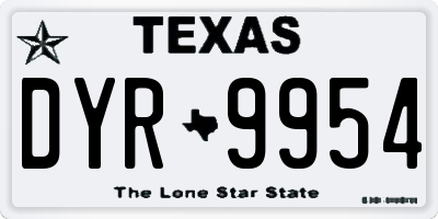 TX license plate DYR9954