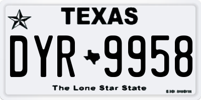 TX license plate DYR9958