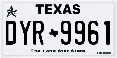 TX license plate DYR9961
