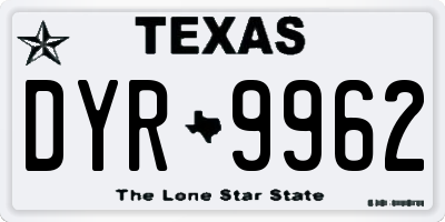 TX license plate DYR9962