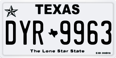 TX license plate DYR9963