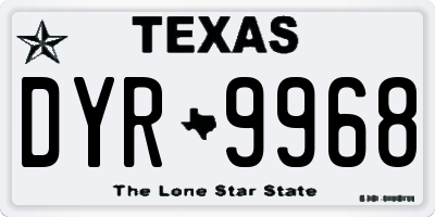TX license plate DYR9968