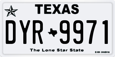 TX license plate DYR9971