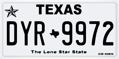 TX license plate DYR9972