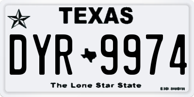 TX license plate DYR9974