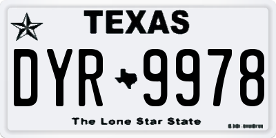 TX license plate DYR9978