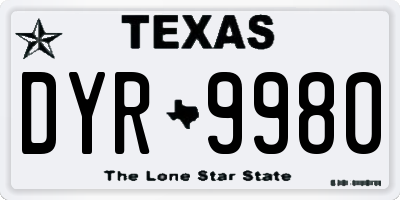 TX license plate DYR9980