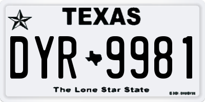 TX license plate DYR9981