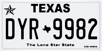 TX license plate DYR9982