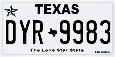 TX license plate DYR9983
