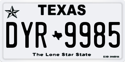 TX license plate DYR9985