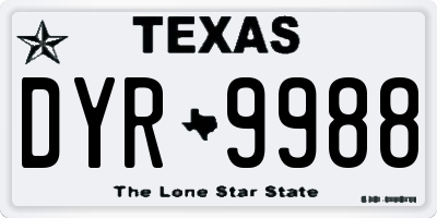 TX license plate DYR9988
