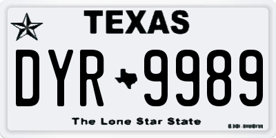 TX license plate DYR9989