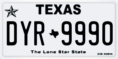 TX license plate DYR9990
