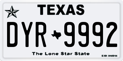 TX license plate DYR9992