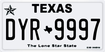 TX license plate DYR9997