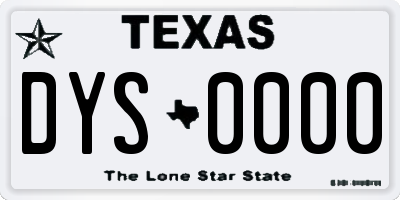 TX license plate DYS0000