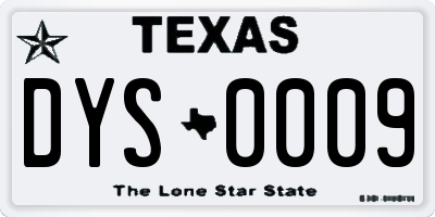 TX license plate DYS0009