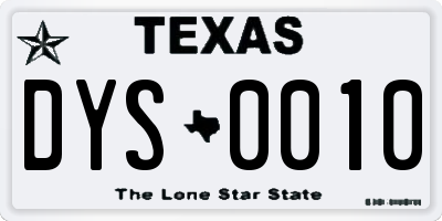 TX license plate DYS0010