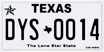 TX license plate DYS0014