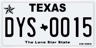 TX license plate DYS0015