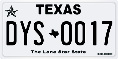 TX license plate DYS0017