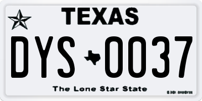 TX license plate DYS0037