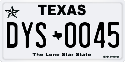 TX license plate DYS0045
