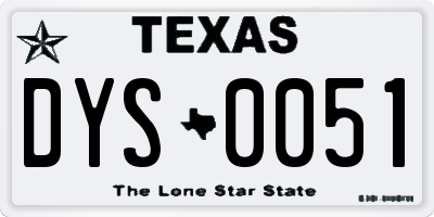 TX license plate DYS0051
