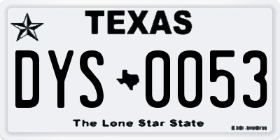 TX license plate DYS0053