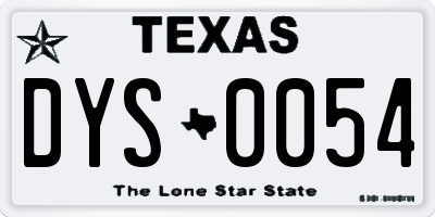 TX license plate DYS0054