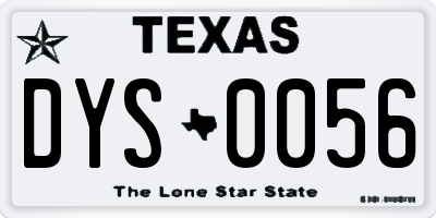 TX license plate DYS0056