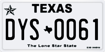 TX license plate DYS0061