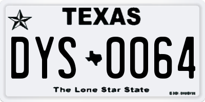 TX license plate DYS0064