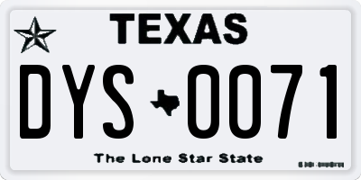 TX license plate DYS0071