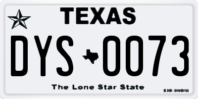 TX license plate DYS0073
