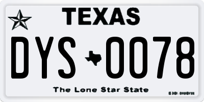 TX license plate DYS0078
