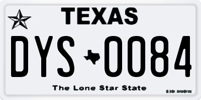 TX license plate DYS0084